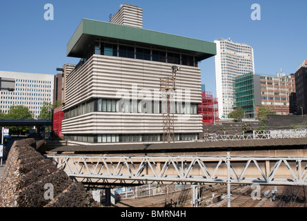 The art deco signal box for New Street railway Station Birmingham UK Stock Photo