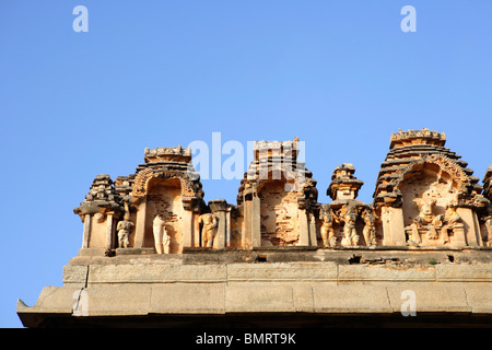 Carved top of Raghunatha Temple, Malyavanta hill ; Hampi ; Deccan plateau ; Taluka Hospet ; District Bellary ; Karnataka ; India Stock Photo