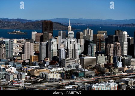 aerial view above skyline San Francisco California Stock Photo
