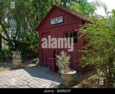 The little red schoolhouse at the Florida Botanical Gardens in Melbourne Florida USA Stock Photo