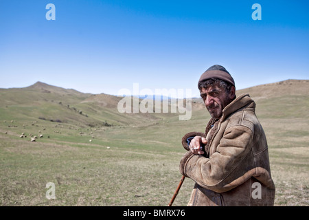 Shepherd, David Gareja monastery complex, Georgia, Azerbaijan border Stock Photo