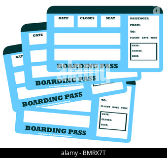 Boarding pass tickets isolated on white background Stock Photo - Alamy