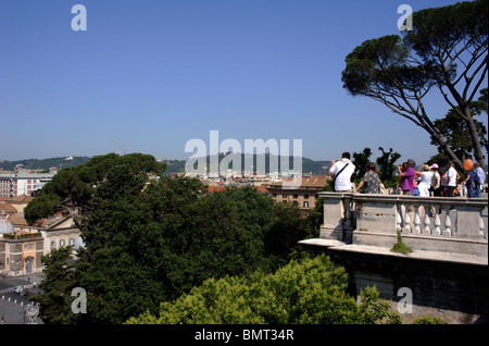 Italy, Rome, Pincio Hill, terrace overlooking Piazza del Popolo, viewpoint Stock Photo