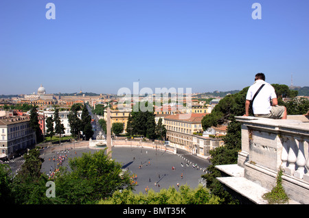 Italy, Rome, Pincio Hill, terrace overlooking Piazza del Popolo, viewpoint Stock Photo