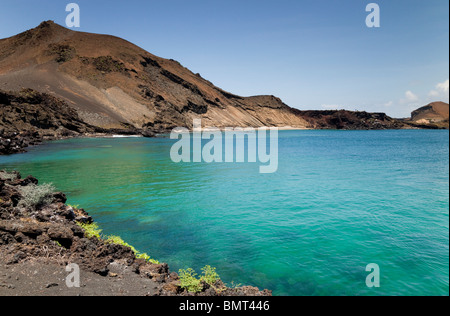 Bartolome Island in the Galapagos Islands At the top of this hill is the most famous viewpoint in the Islands Stock Photo