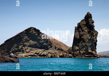 Pinnacle Rock Landmark of the Galapagos Islands on Bartolome Island Stock Photo