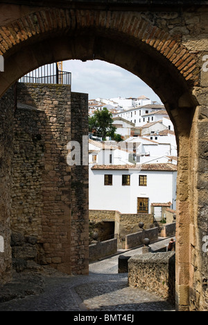 Puente Viejo (Old Bridge), through Arco de Felipe V, Ronda, Andalucia, Spain Stock Photo