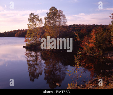 Scenic Lakeshore in Autumn Stock Photo