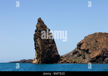 Pinnacle Rock Landmark of the Galapagos Islands on Bartolome Island Stock Photo