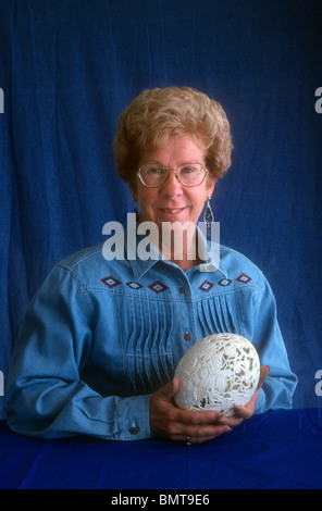 Ostrich egg decorator Stock Photo