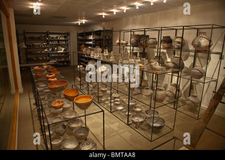 Pottery collection on display in museum at Edge of the Cedars State Park, Blanding, Utah, USA Stock Photo