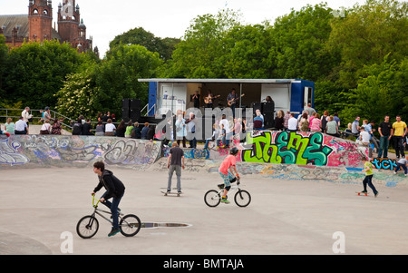 Glasgow's Skate Park in Kelvingrove Park. Stock Photo