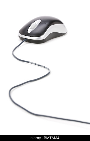 White computer optical mouse isolated on black background with soft ...
