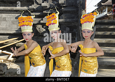 Indonesia-Bali, Girls performing Bali Dance. Stock Photo