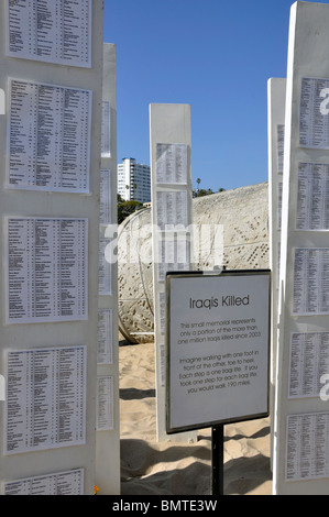 Arlington West - temporary memorial for US soldiers that died in Iraq. List of Iraqi casualties. Stock Photo