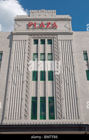 The Plaza Stockport, opened in 1932 the art deco cinema and theatre by architect W. Thornley is a Grade II* listed building. Stock Photo