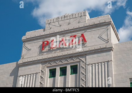 The Plaza Stockport, opened in 1932 the art deco cinema and theatre by architect W. Thornley is a Grade II* listed building. Stock Photo