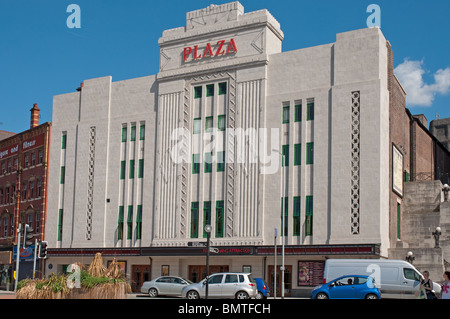 The Plaza Stockport, opened in 1932 the art deco cinema and theatre by architect W. Thornley is a Grade II* listed building. Stock Photo