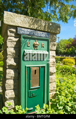 Green post box in Waddington,Lancashire,England,UK Stock Photo