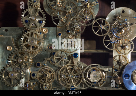 Vintage Franz Zajizek Astronomical Clock machinery Stock Photo