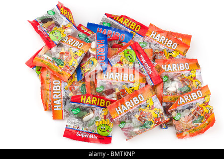 30 mini sized bags of Haribo sweets Stock Photo