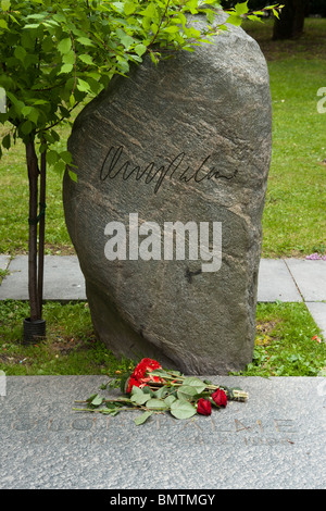 Grave of Swedish politician and Prime Minister Olof Palme, Adolf Fredrick Cemetery Stockholm, Sweden Stock Photo
