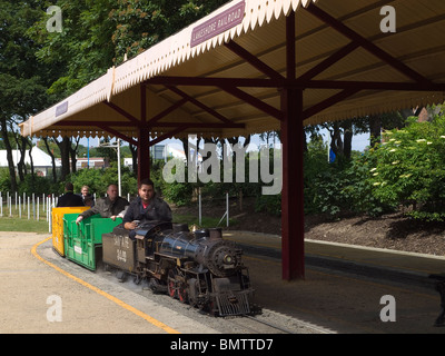 Steam locomotive on the Lakeside Railway in South Marine Park South Shields Stock Photo