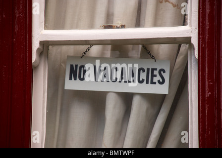 ' no vacancies ' sign in a gust house window (in Ambleside, Cumbria). Stock Photo