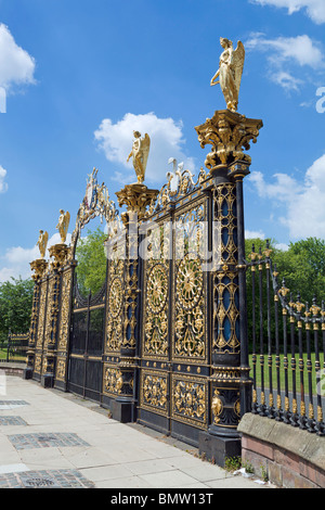 Warrington town hall gates known locally as the Golden Gates. Stock Photo