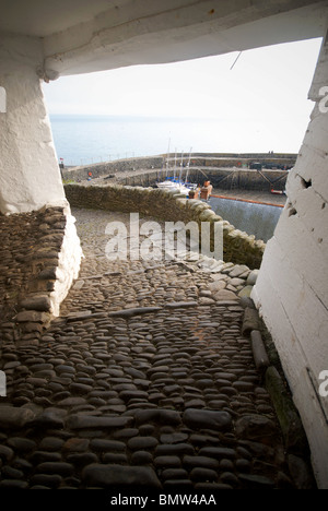 Clovelly Devon UK Harbor Harbour Cobbled Streets Stock Photo