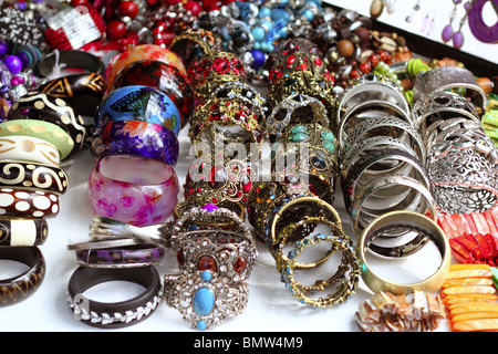 Bracelets jewelry showcase shop bargain fashion Stock Photo