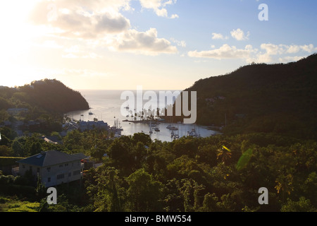 Caribbean, St Lucia, Marigot Bay and Harbour Stock Photo