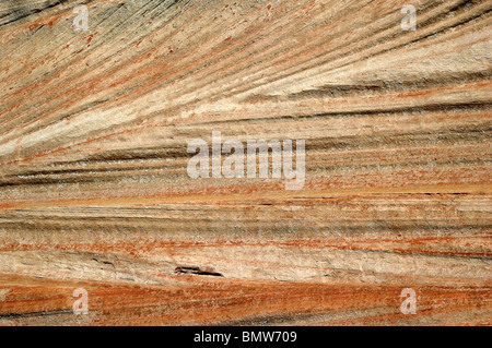 striated rocky shore of Lake Powell Arizona Utah Stock Photo