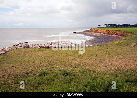 Coastal erosion East Lane Bawdsey Suffolk -view from martello tower Stock Photo