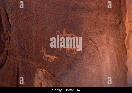 Canyon de Chelly Arizona petrogylphs etched into rock walls Stock Photo