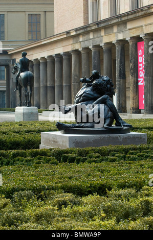 Statues outside the Neues museum in museum Island Berlin Germany Europe Stock Photo