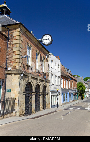 The old Town Hall and main street, Langport, Somerset Stock Photo