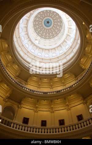 Domed ceiling and galleries Texas State Capitol Building Austin Texas USA Stock Photo