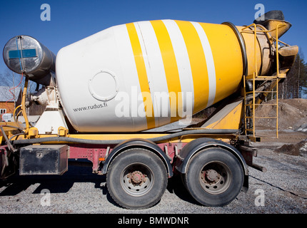 Concrete transportation truck's mixer , Finland Stock Photo