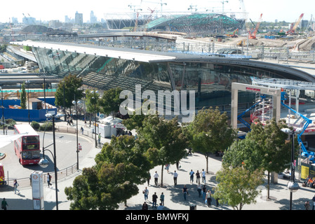View above Stratford Station and 2012 Olympic construction site, Stratford East London England UK Stock Photo