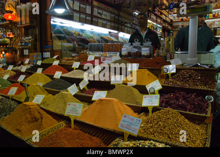 Spices inside Spice Bazaar market Sultanahmet Istanbul Turkey Europe Stock Photo