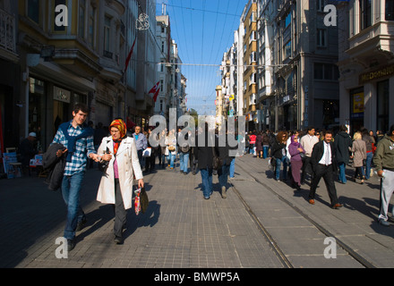 Istiklal caddesi street Beyoglu district Istanbul Turkey Europe Stock Photo
