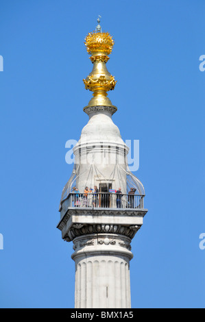 Viewing platform top of Monument memorial to the Great Fire of London Stock Photo