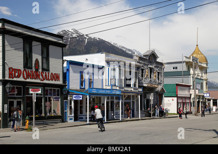 Skagway High Street Alaska, including the Red Onion Brothel Stock Photo