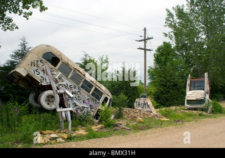 Truckhenge by Ron Lessman in Topeka Kansas Stock Photo