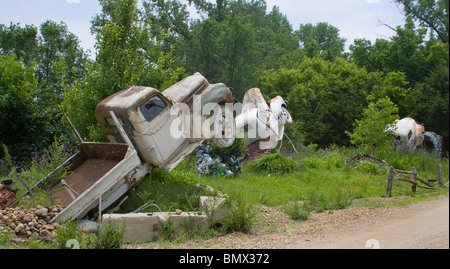 Truckhenge by Ron Lessman in Topeka Kansas Stock Photo