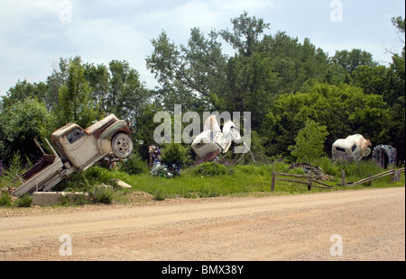 Truckhenge by Ron Lessman in Topeka Kansas Stock Photo