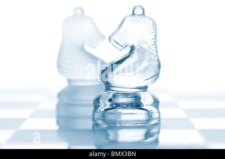 Chess knights. The concept of confrontation Stock Photo