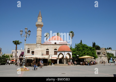 Mosque of Defterdar on Eleftherias Square in the Old Town Kos on Kos Island Greece Stock Photo