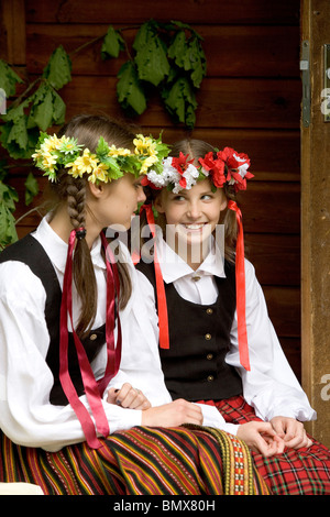 Latvia,Latvian folklore,Traditional costumes Stock Photo